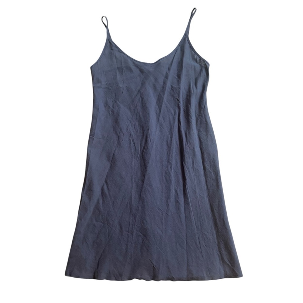 JOHNNY WAS Calme Lightweight Blue Linen Midi Dress with Slip Button Neckline XS - Picture 4 of 10